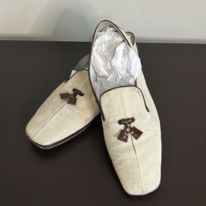 Tods Leather Gommino Cream Brown Loafer Driving Shoe Womens Sz 37.5